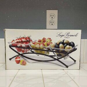 Luigi Bormioli Italy iron stand with serving dishes